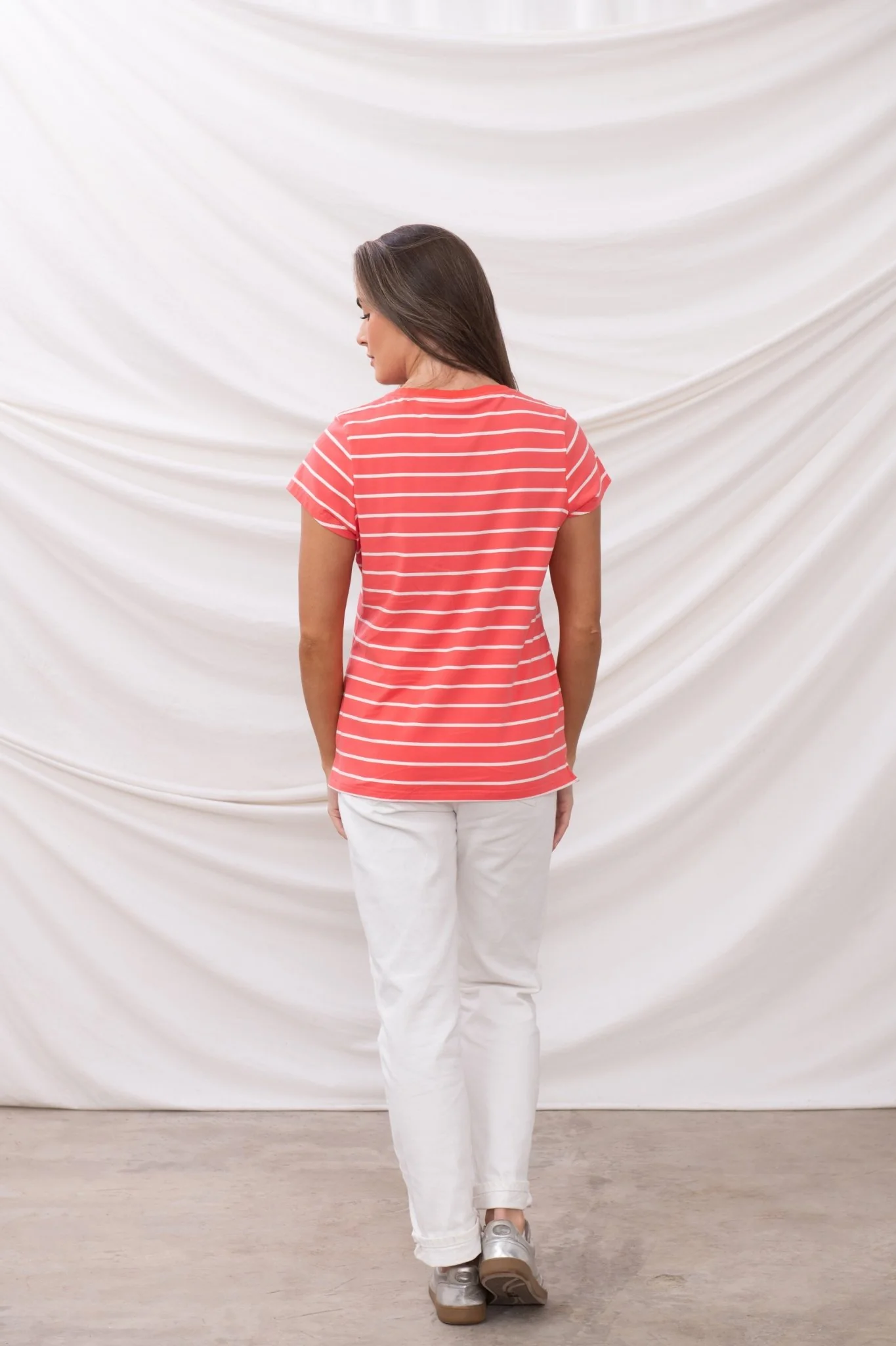 Ariana Tee - Deep Coral Stripe - Image 3