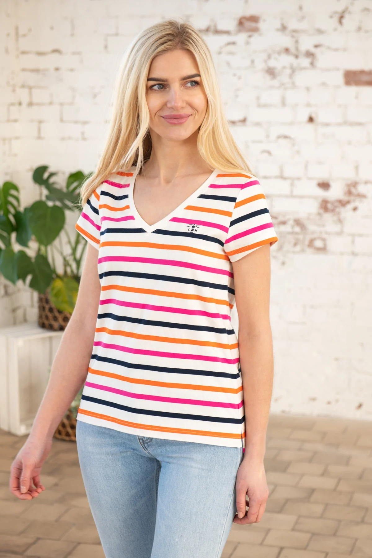 Ariana Tee - Orange Pink Stripe - Image 5