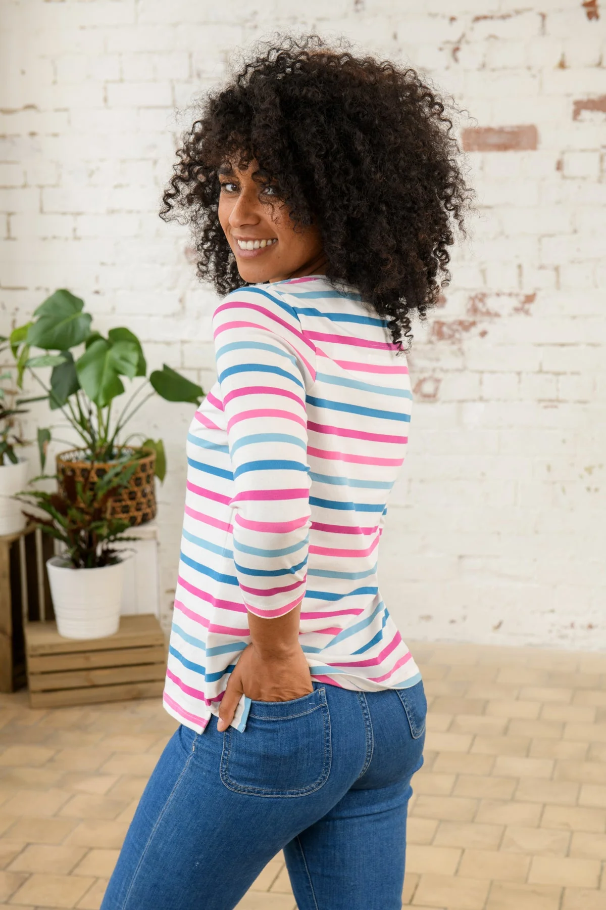 Ariana Top - Berry Teal Stripe - Image 5