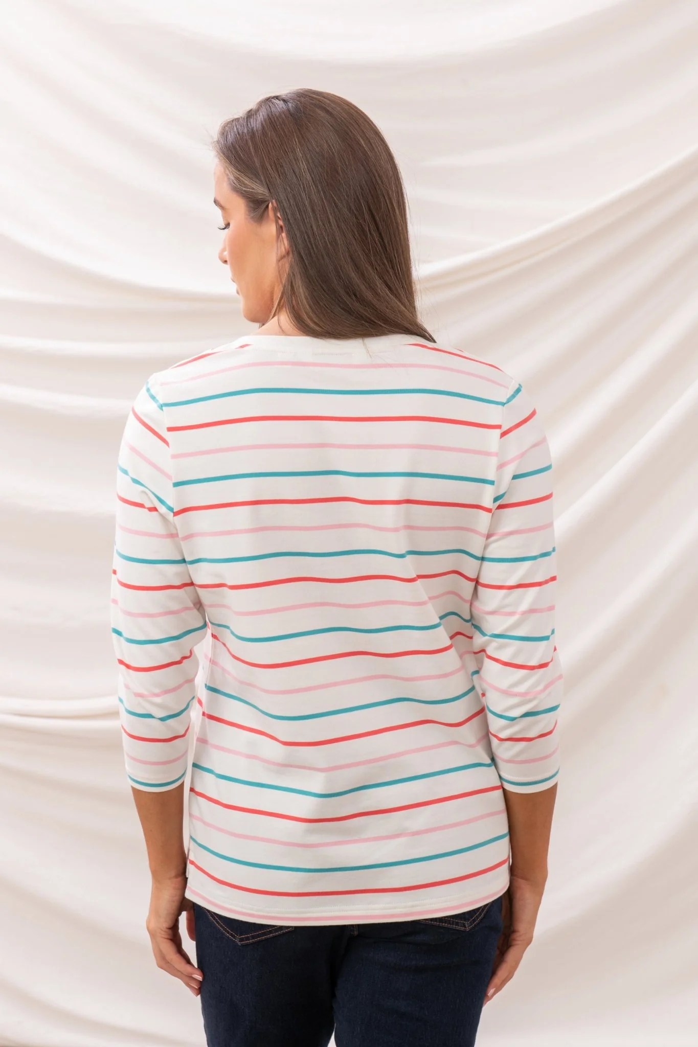 Ariana Top - Coral Teal Stripe - Image 3