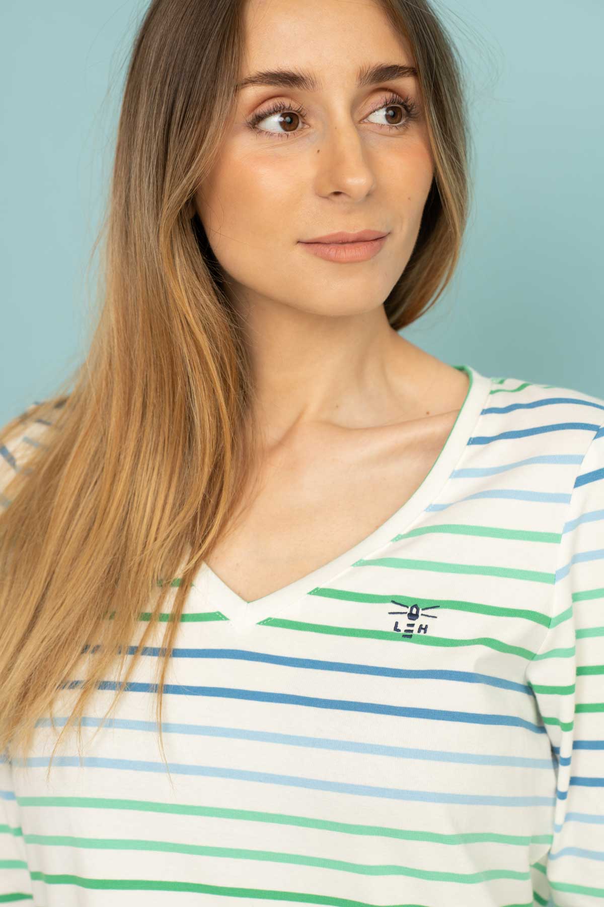 Ariana Top - Seagrass Green Blue Stripe - Image 3