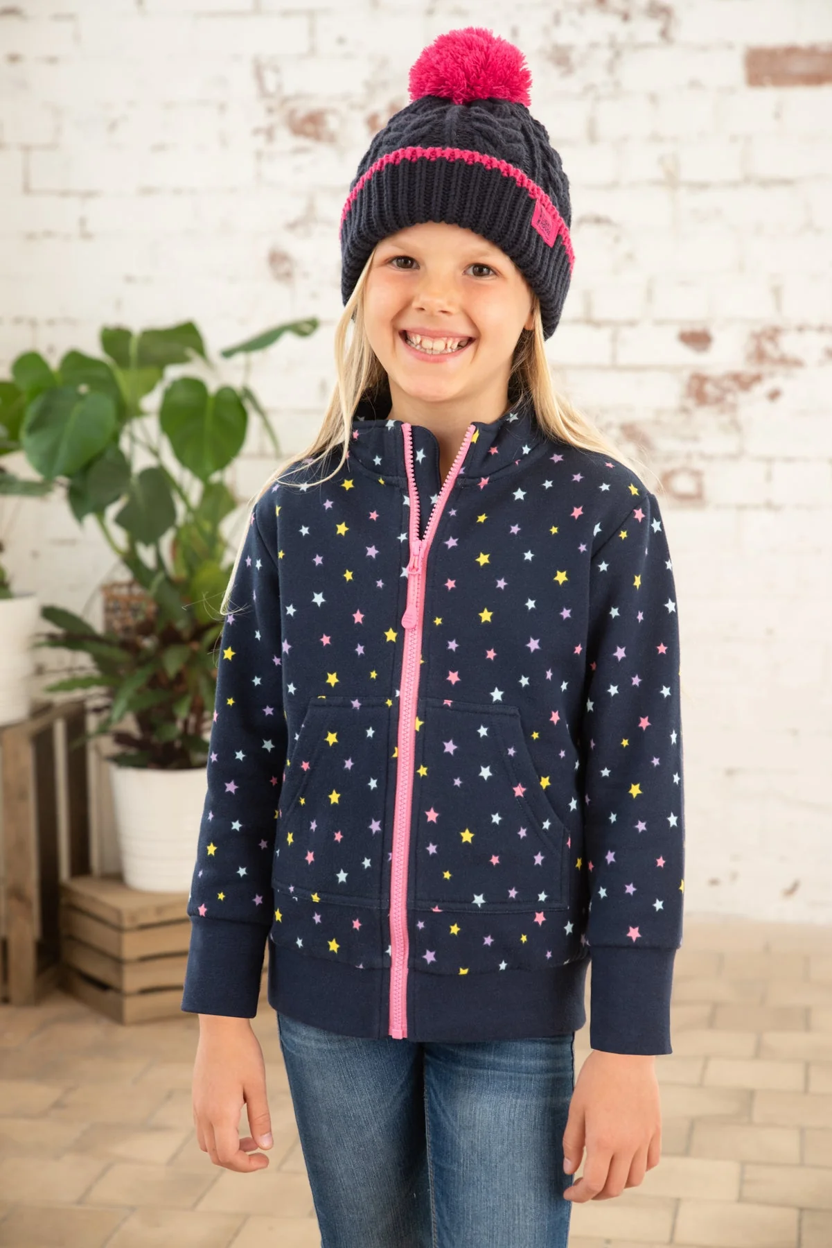 Ava Full Zip Top - Navy Star Print - Image 5