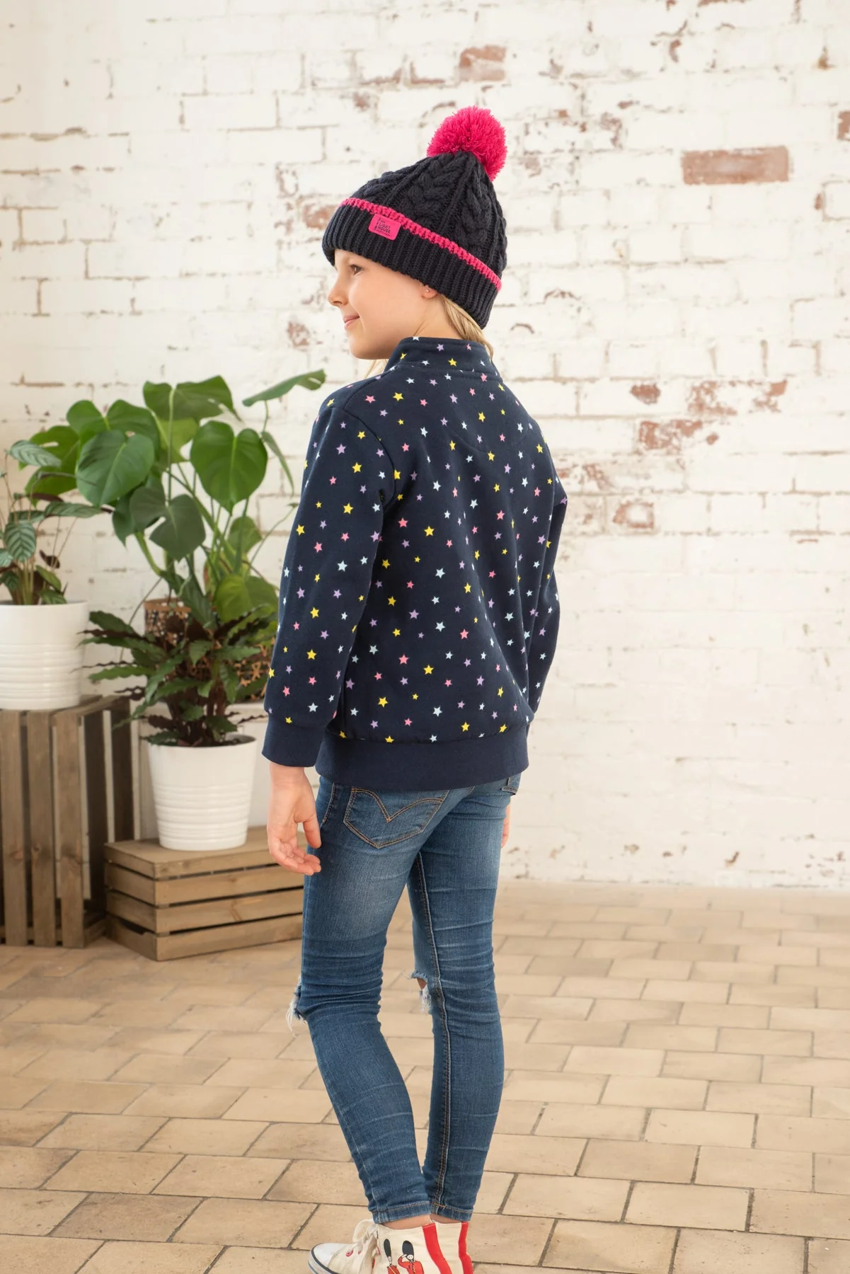 Ava Full Zip Top - Navy Star Print - Image 6