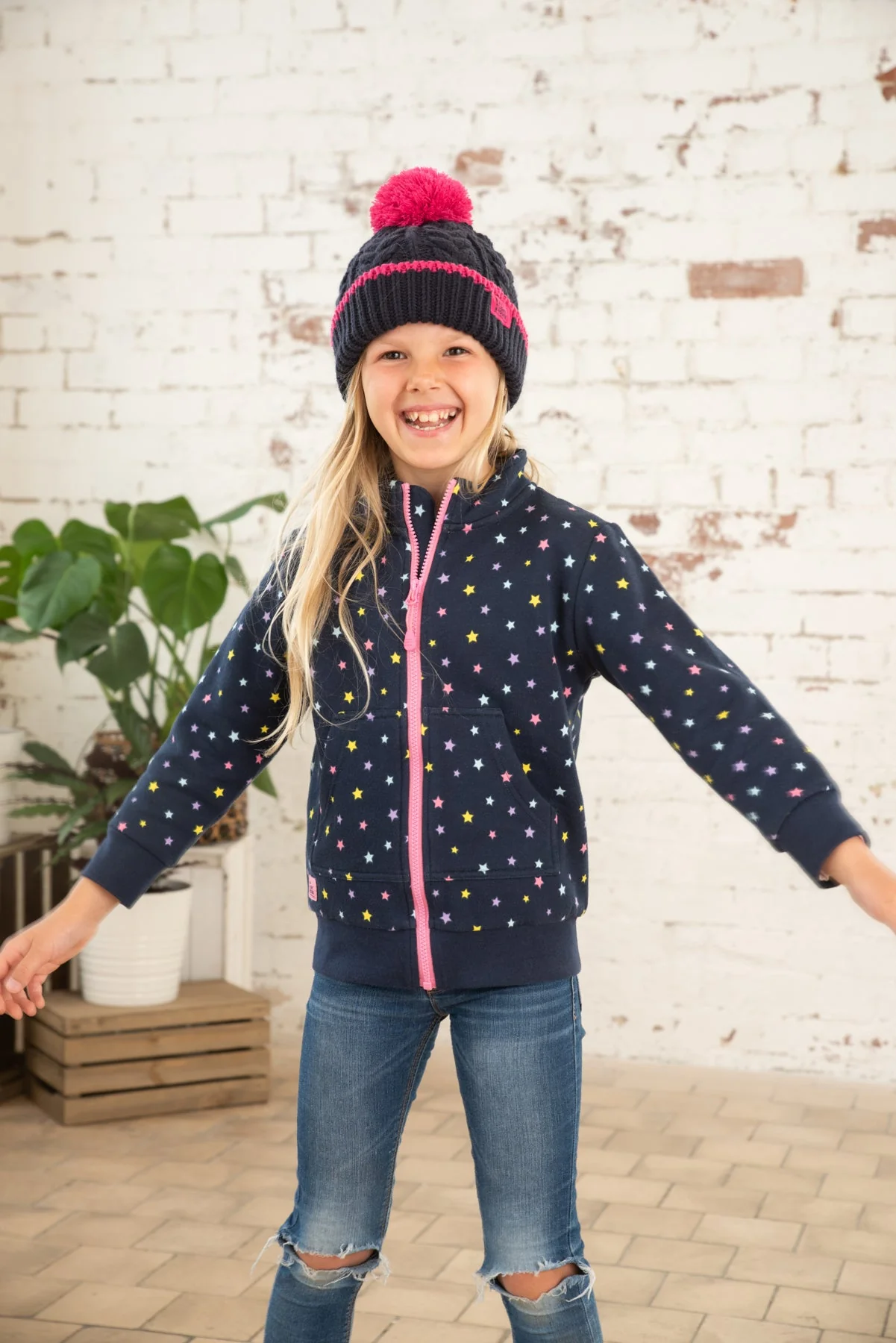 Ava Full Zip Top - Navy Star Print - Image 8