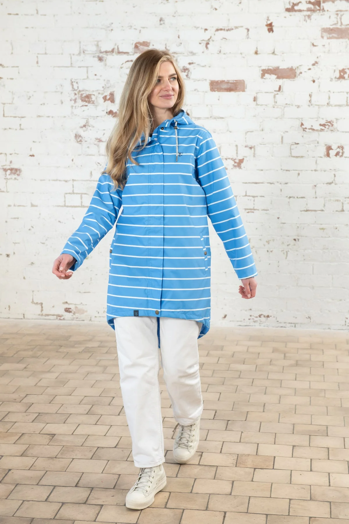 Long Beachcomber Jacket - Azure Blue Stripe - Image 10