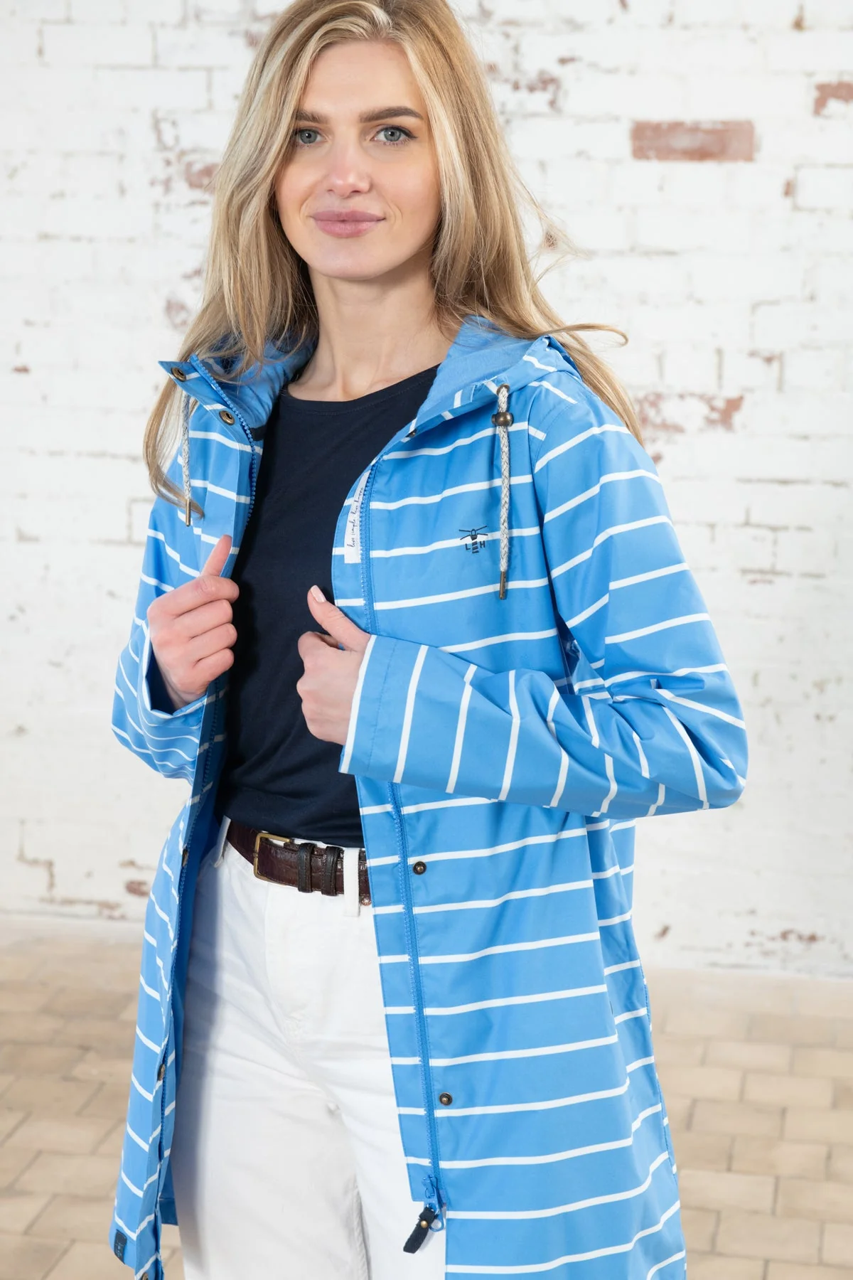 Long Beachcomber Jacket - Azure Blue Stripe - Image 2