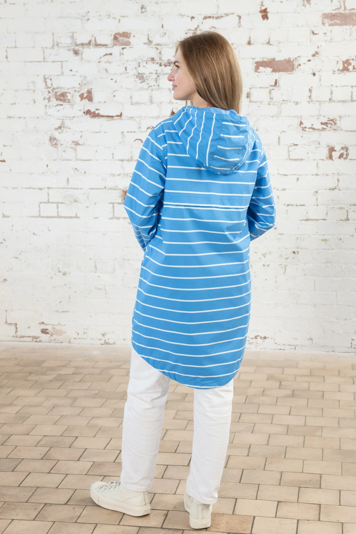 Long Beachcomber Jacket - Azure Blue Stripe - Image 7