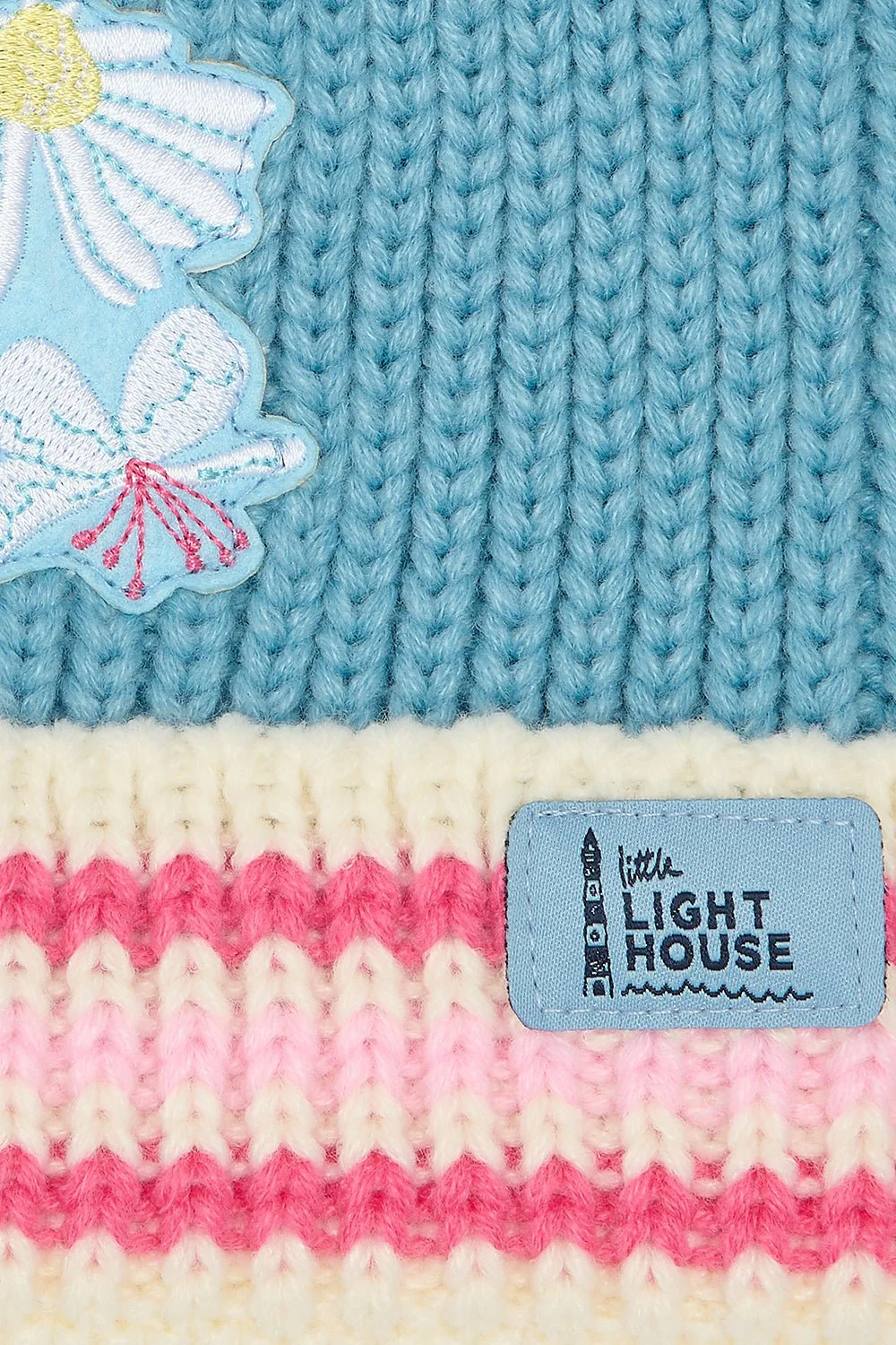 Bobbie Bobble Hat - Blue Pink Daisy - Image 2