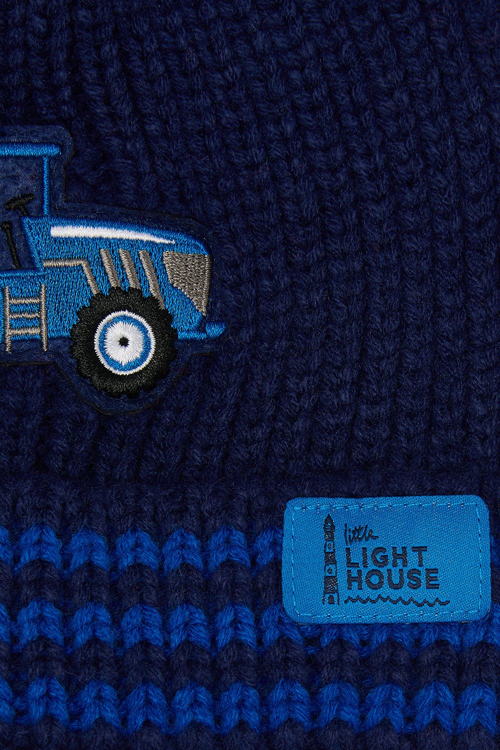 Bobbie Bobble Hat - Blue Tractor Striped - Image 2