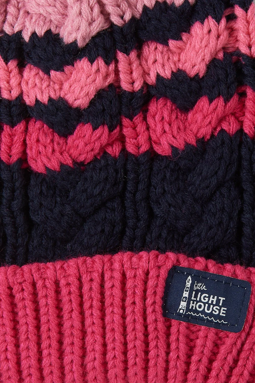 Bobbie Bobble Hat - Pink Navy Stripe - Image 2
