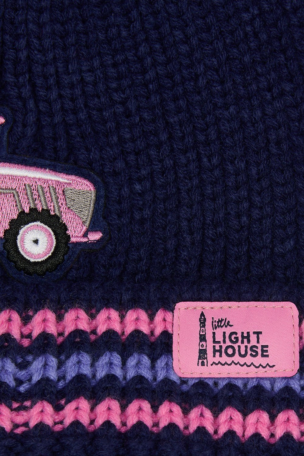Bobbie Bobble Hat - Pink Tractor Striped - Image 2
