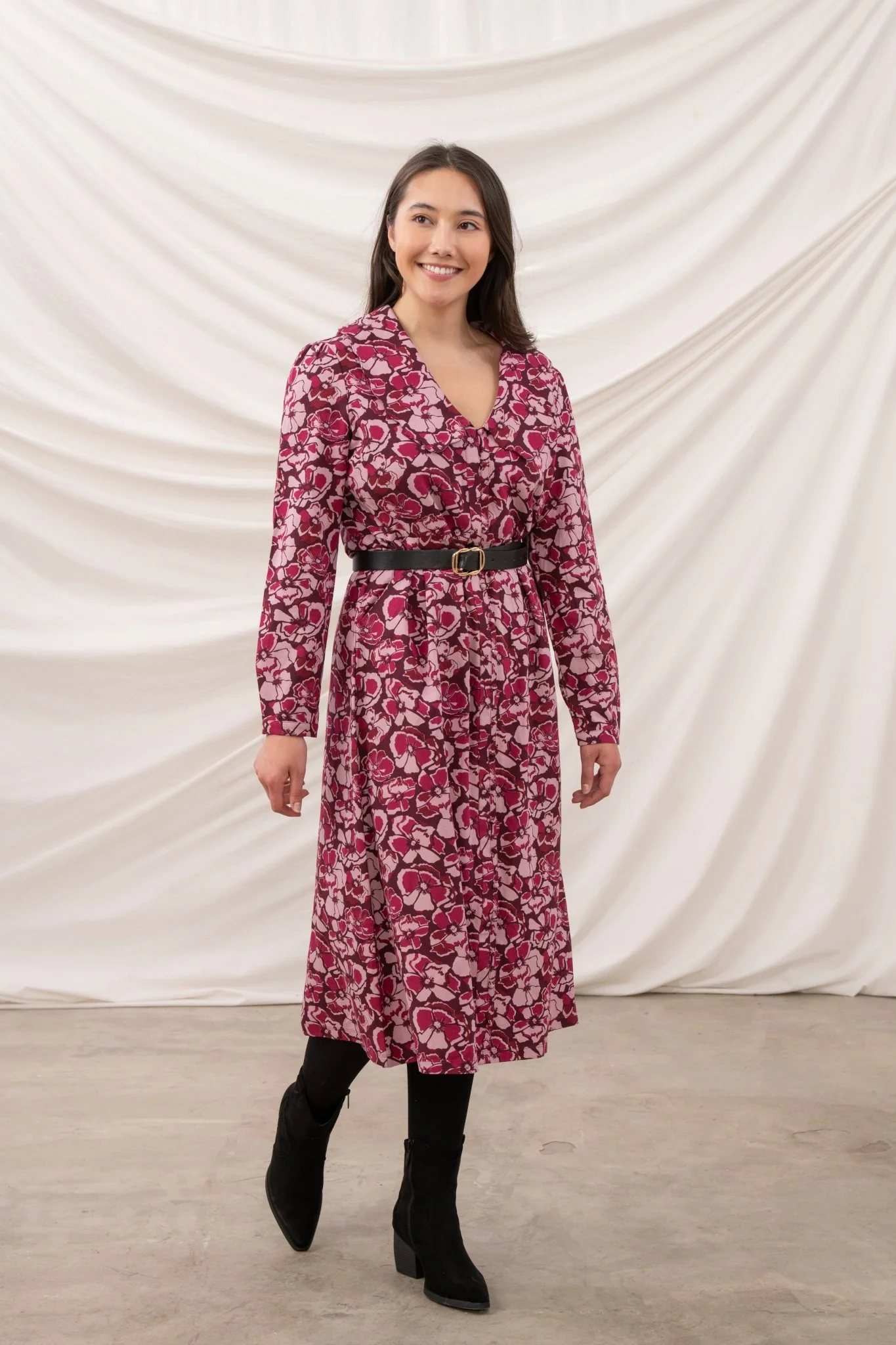 Bryony Dress - Cranberry Floral - Image 5