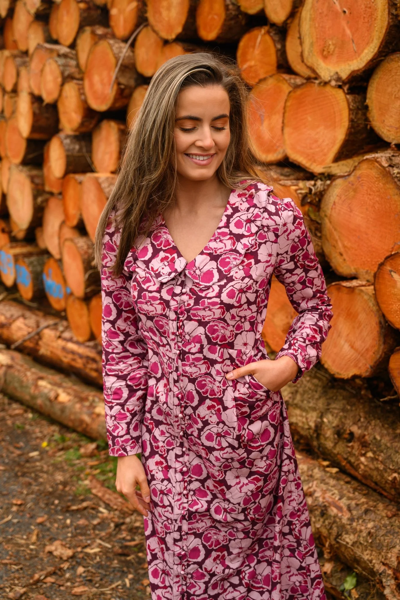 Bryony Dress - Cranberry Floral - Image 8