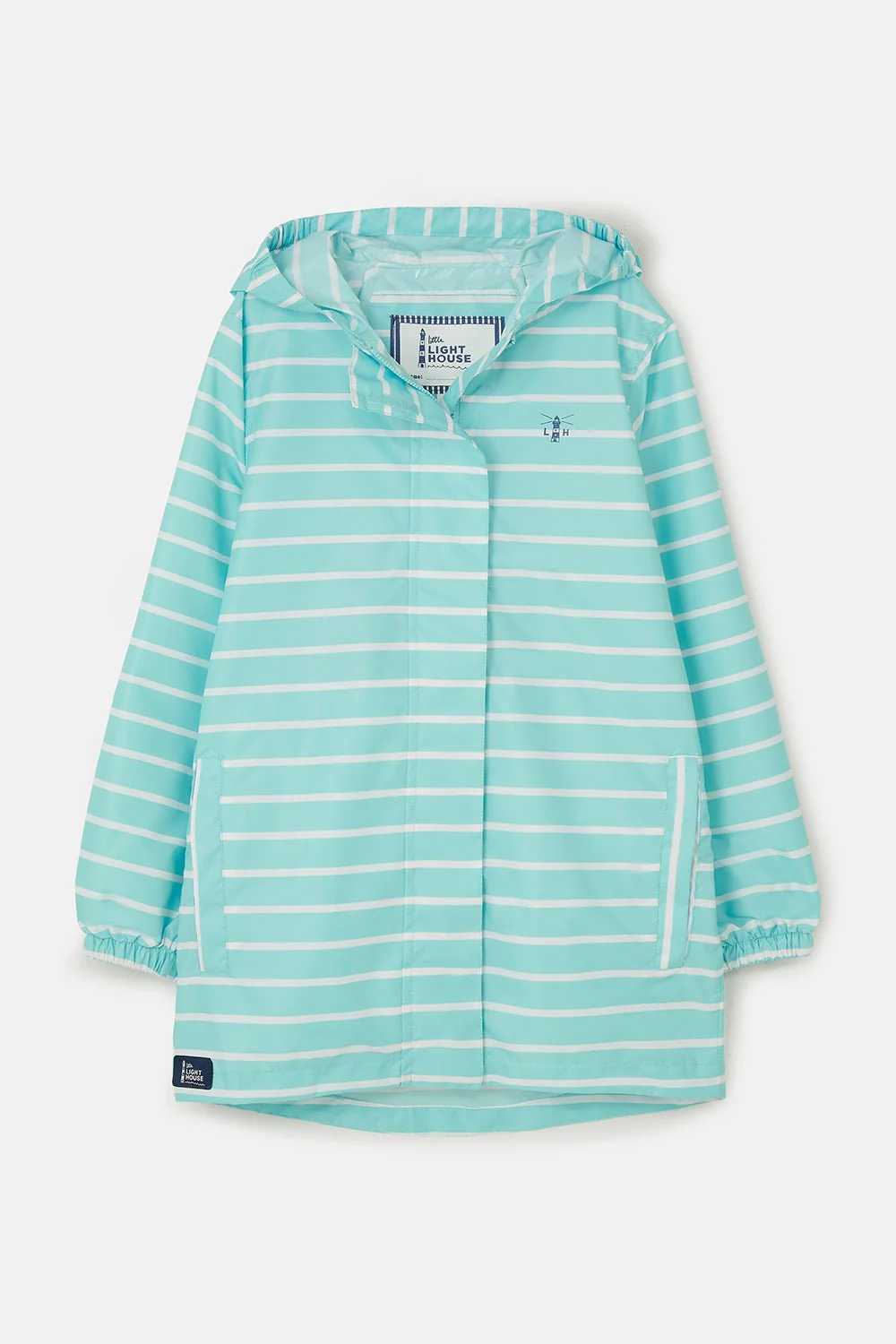 Cara Kids Rain Parka - Soft Turquoise Stripe - Image 2