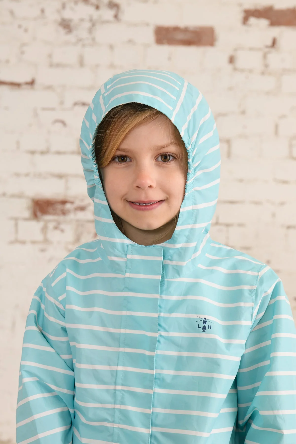 Cara Kids Rain Parka - Soft Turquoise Stripe - Image 4
