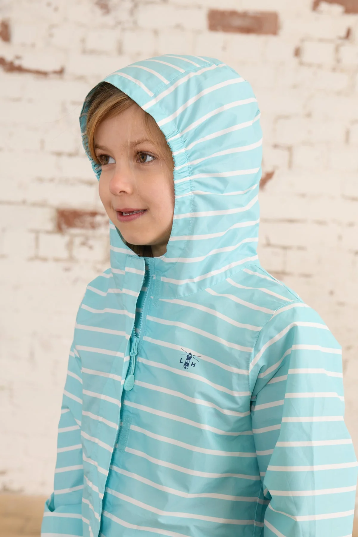 Cara Kids Rain Parka - Soft Turquoise Stripe - Image 6