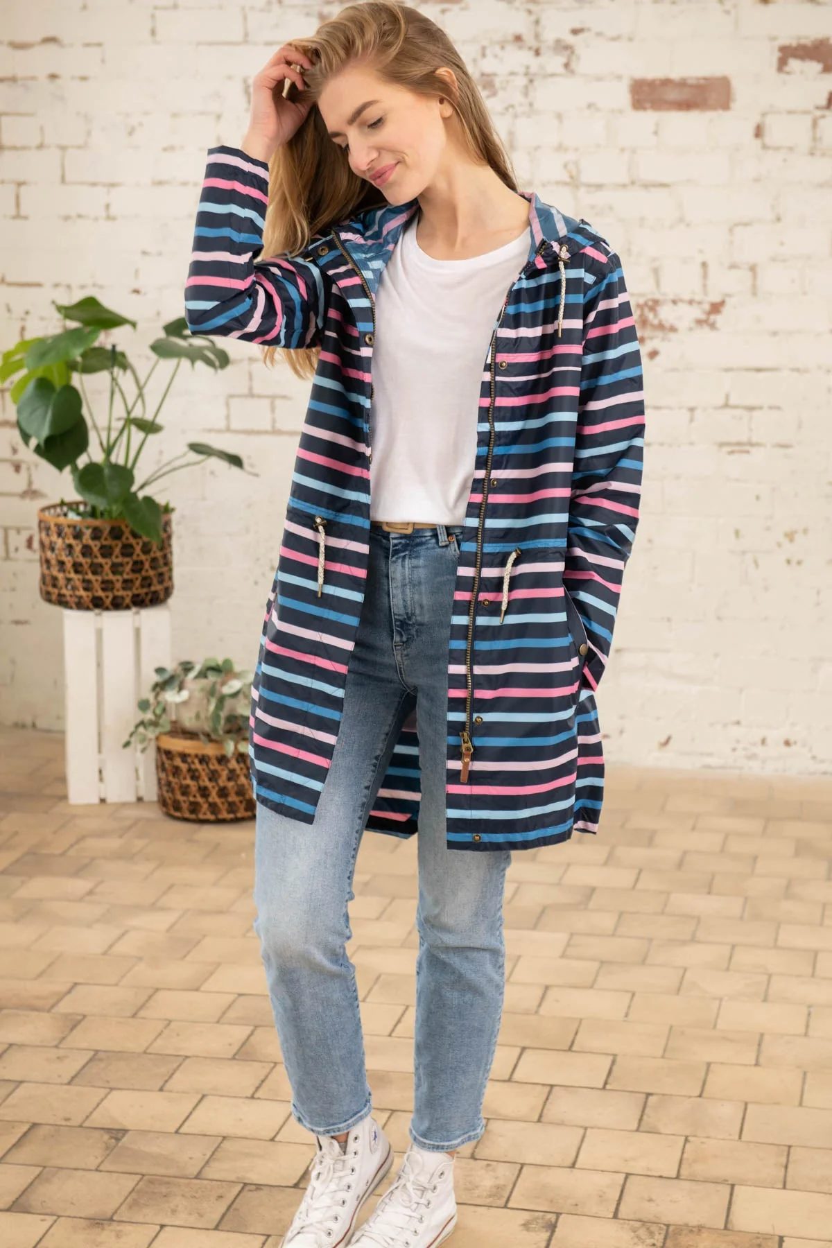 Cara Rain Parka - Blue Pink Stripe - Image 7