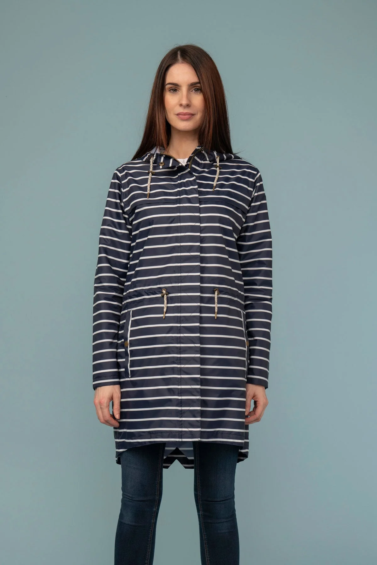 Cara Rain Parka - Navy Stripe - Image 4