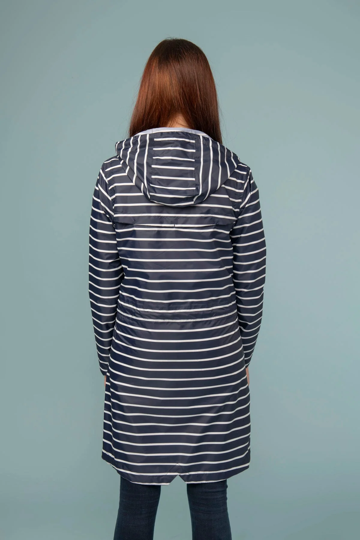 Cara Rain Parka - Navy Stripe - Image 9
