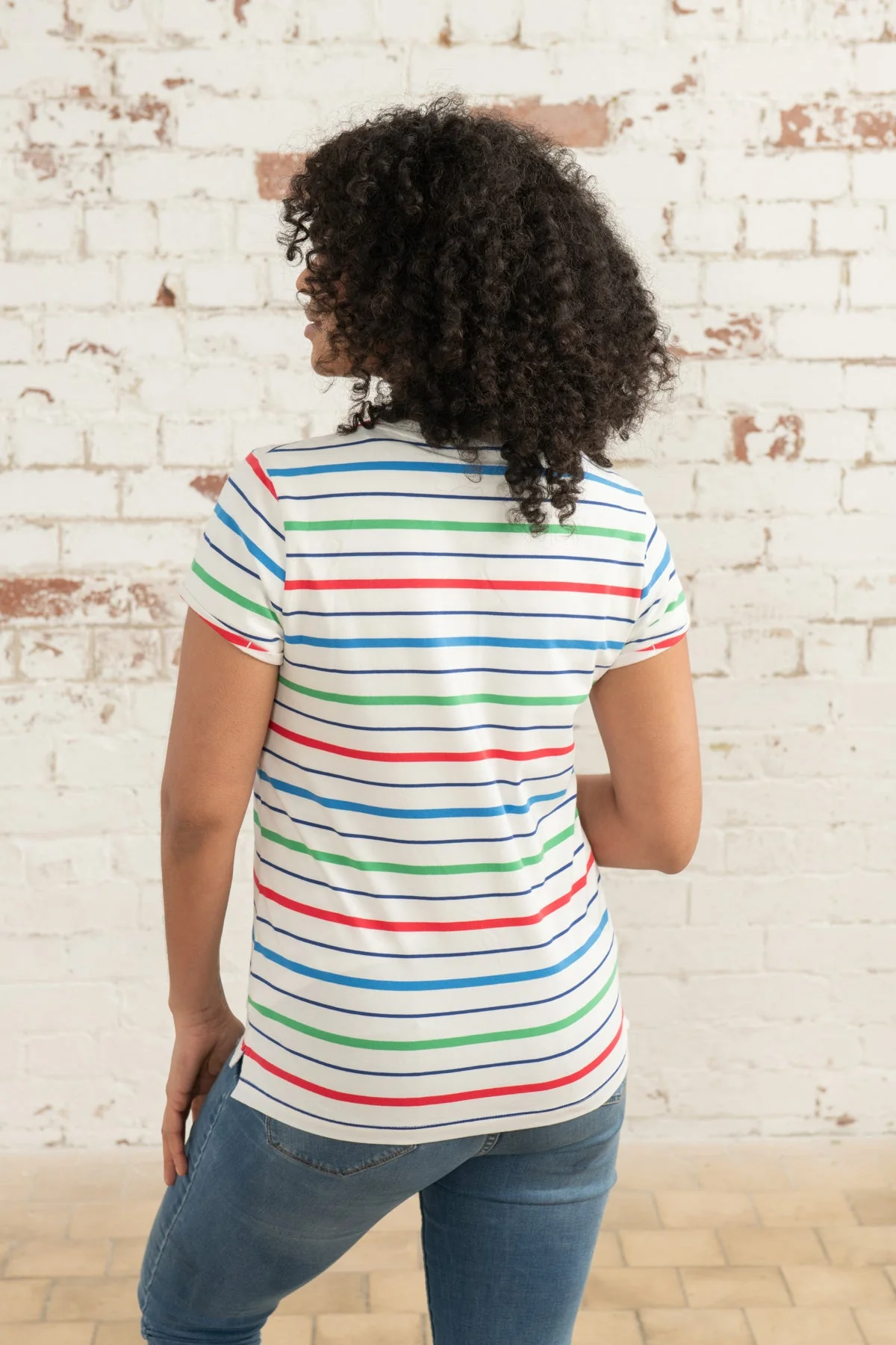 Causeway Tee - Seagrass Blue Poppy Stripe - Image 6