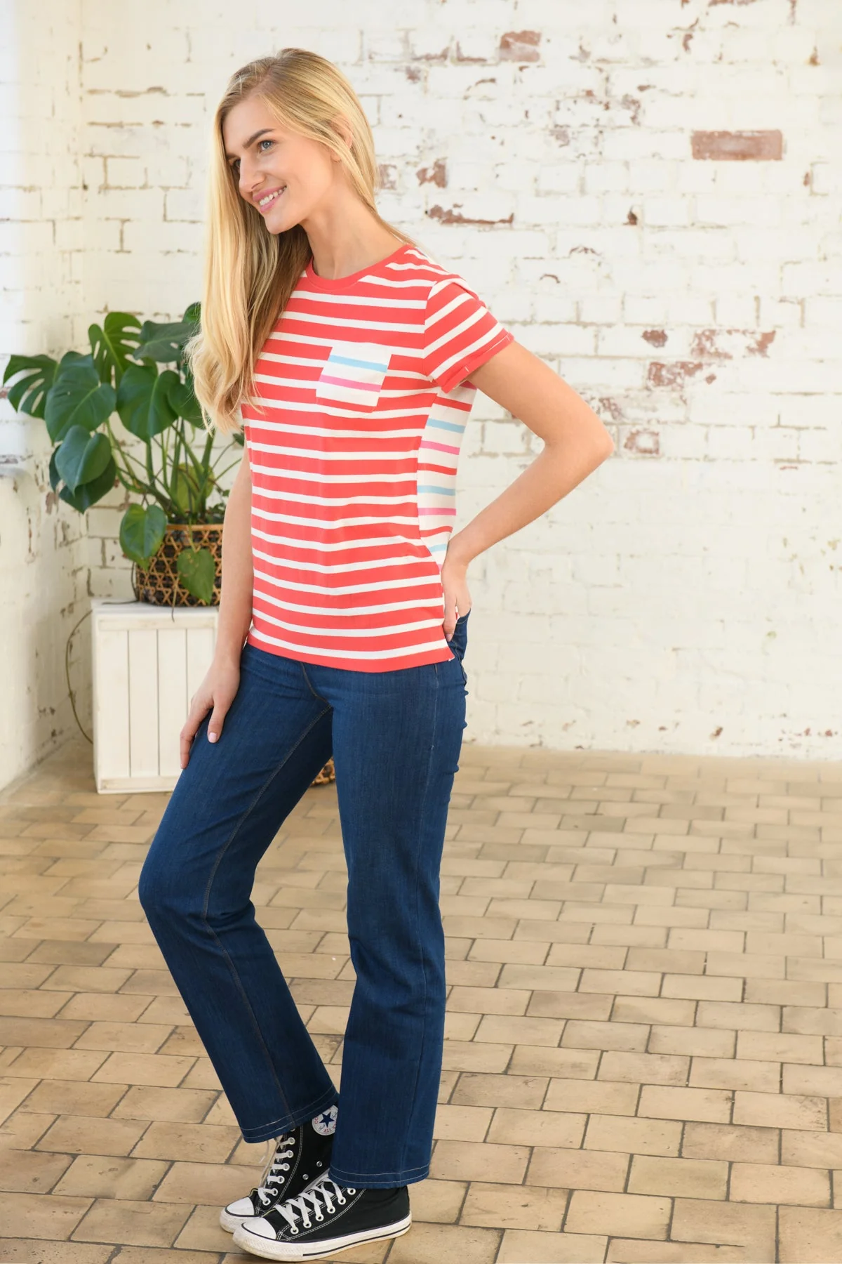 Causeway Tee - Watermelon Stripe - Image 3