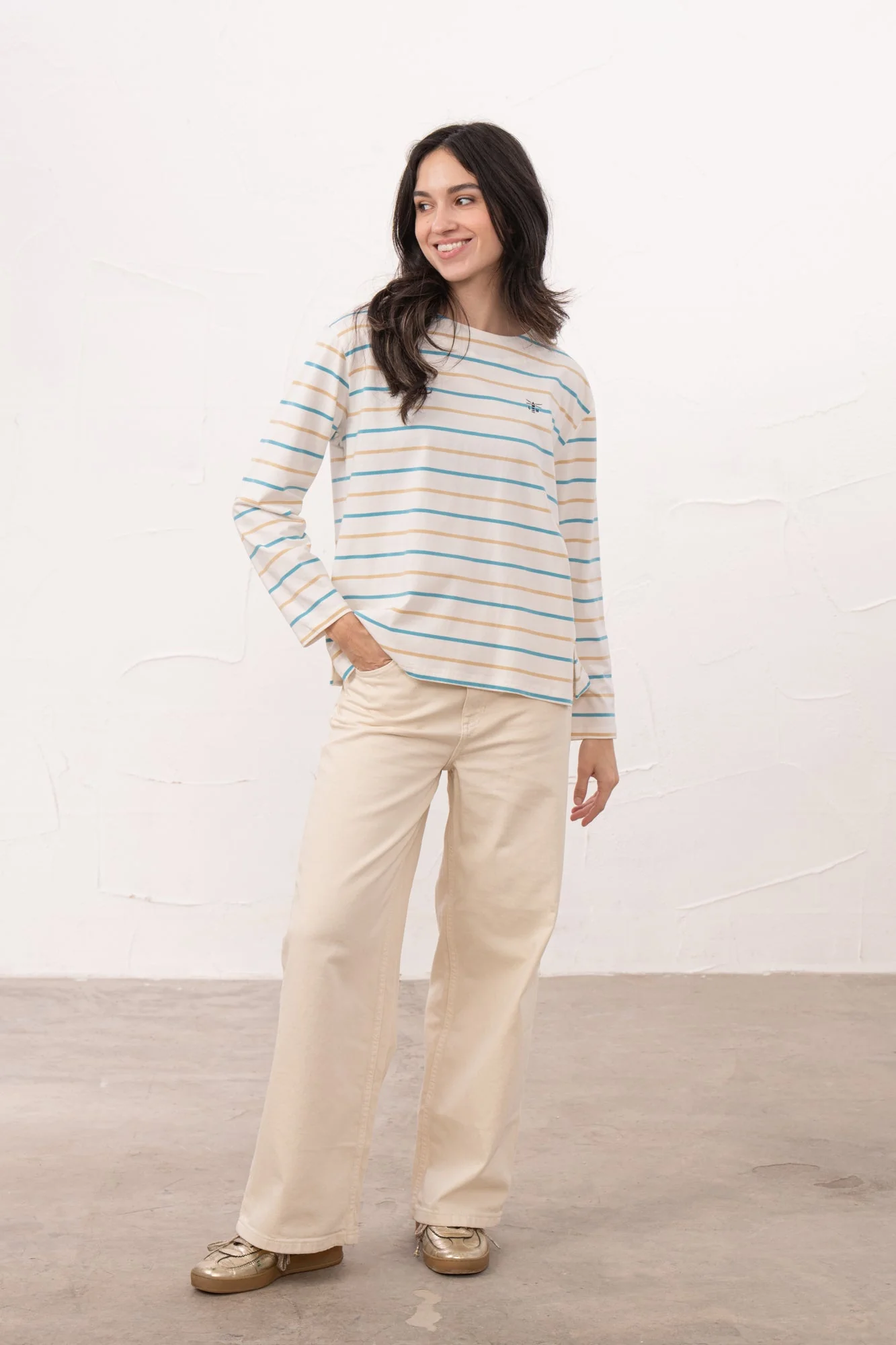 Causeway Breton Top - Blue Clay Stripe - Image 3
