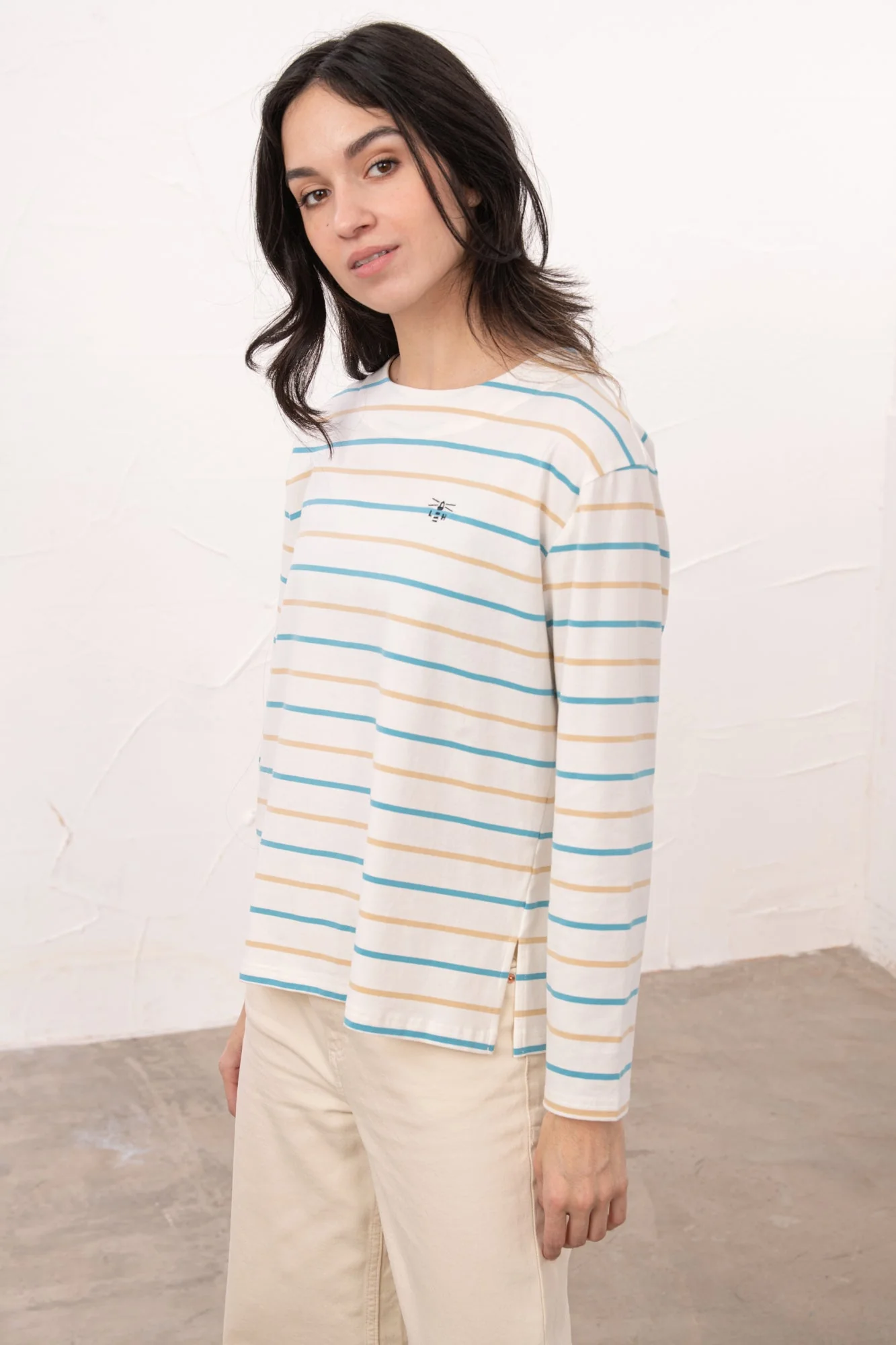 Causeway Breton Top - Blue Clay Stripe - Image 4