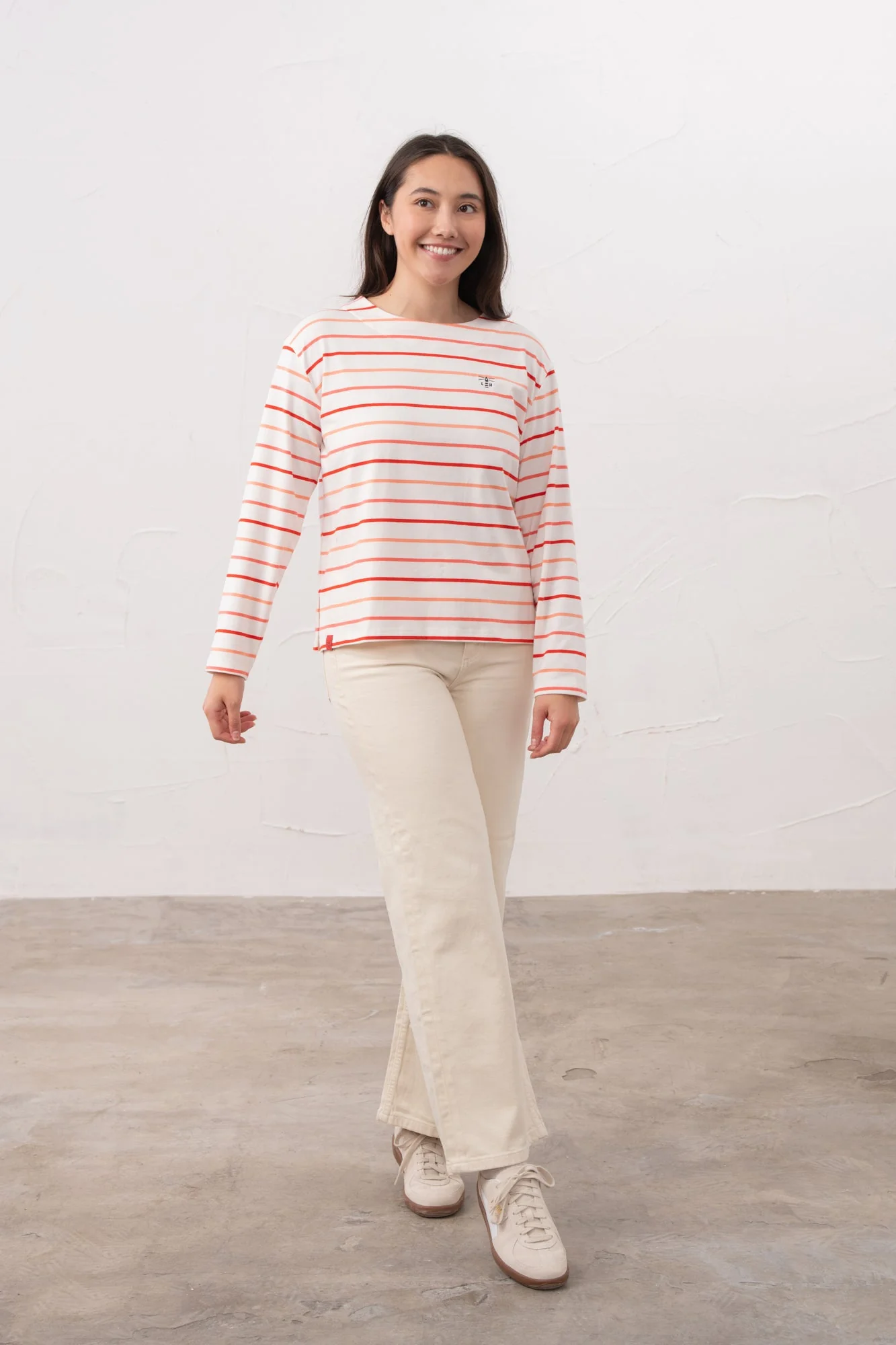 Causeway Breton Top - Coral Poppy Stripe - Image 3