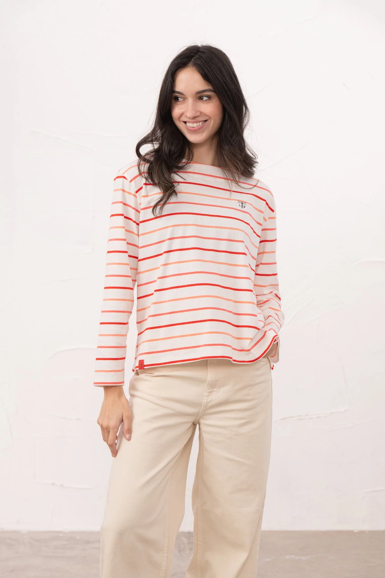Causeway Breton Top - Coral Poppy Stripe - Image 4