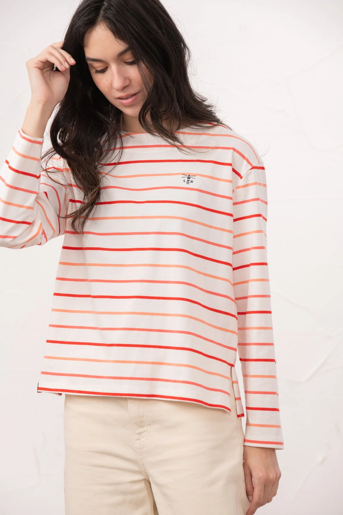 Causeway Breton Top - Coral Poppy Stripe - Image 5