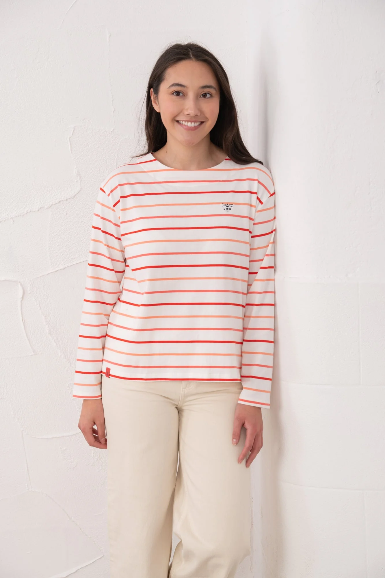 Causeway Breton Top - Coral Poppy Stripe - Image 8