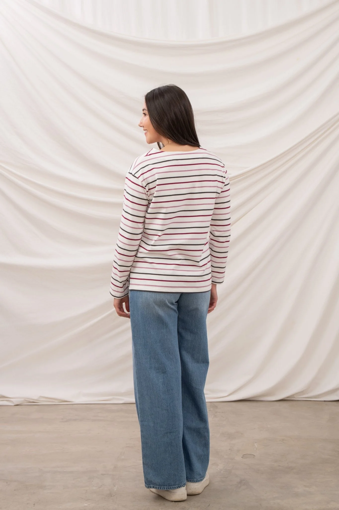 Causeway Breton Top - Cranberry Pink Stripe - Image 8