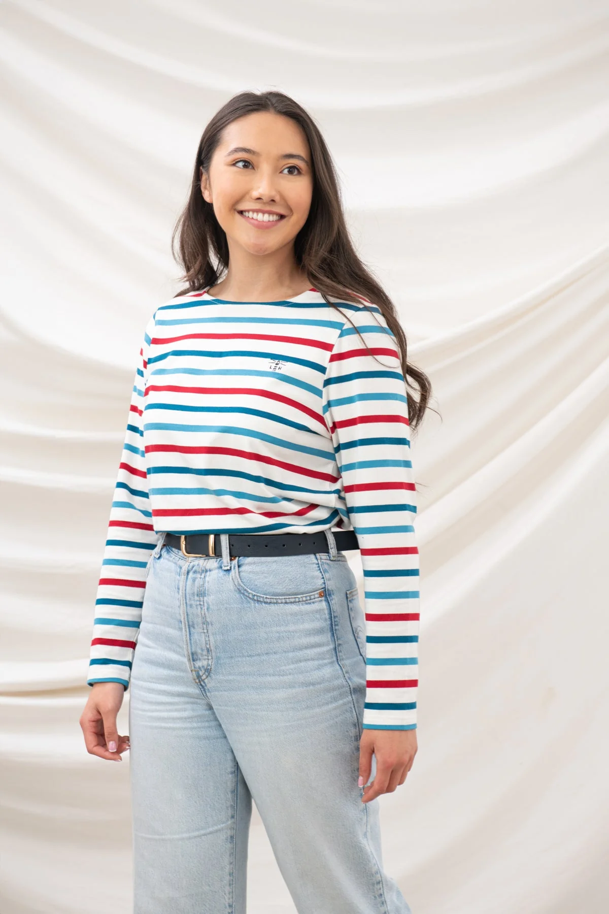 Causeway Breton Top - Red Teal Stripe - Image 4