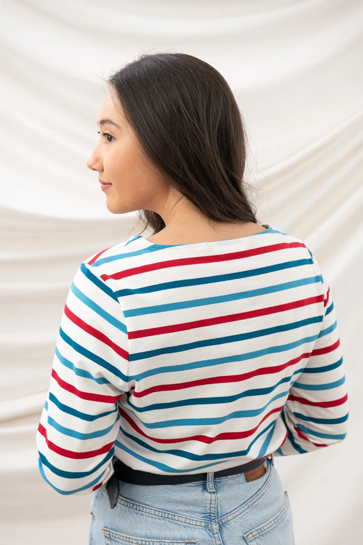 Causeway Breton Top - Red Teal Stripe - Image 6