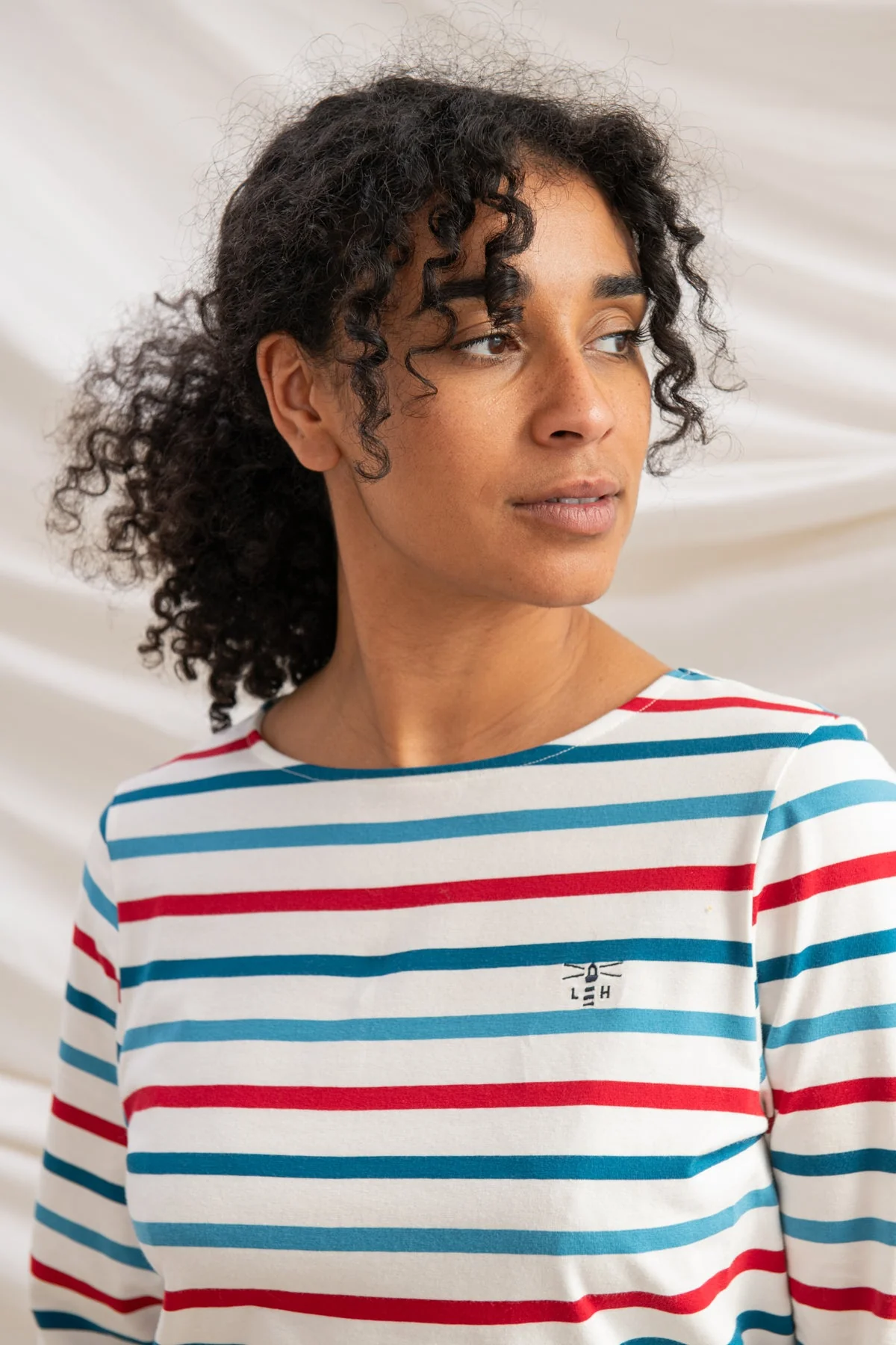 Causeway Breton Top - Red Teal Stripe - Image 8