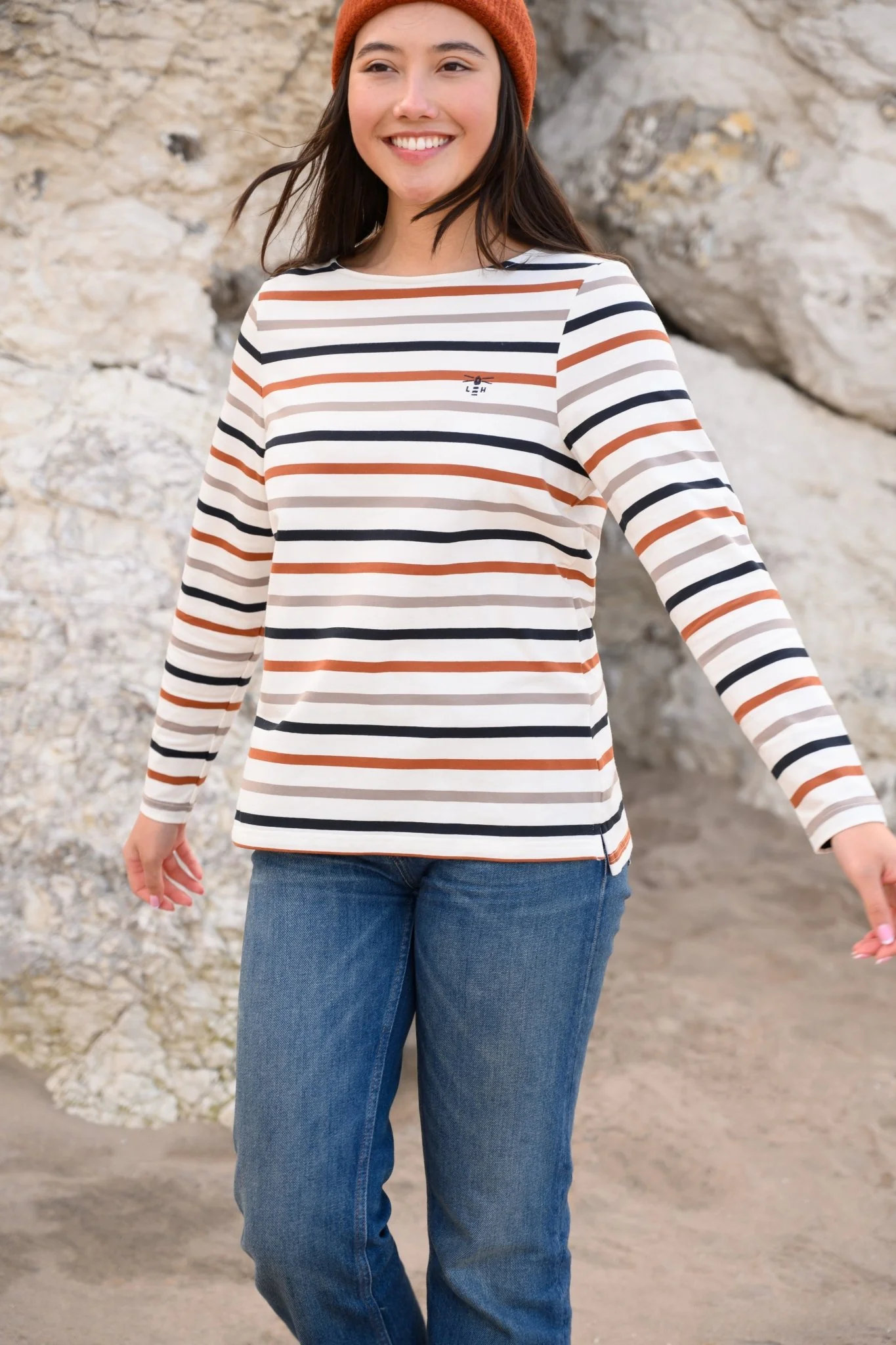 Causeway Breton Top - Rust Mocha Black Stripe - Image 10