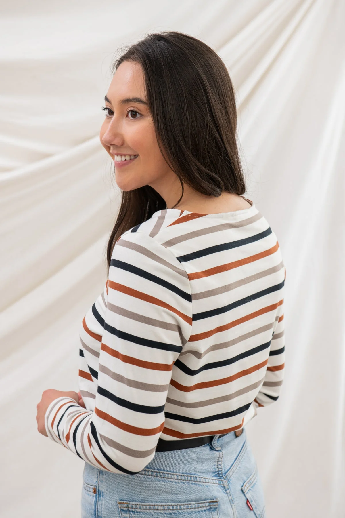 Causeway Breton Top - Rust Mocha Black Stripe - Image 6