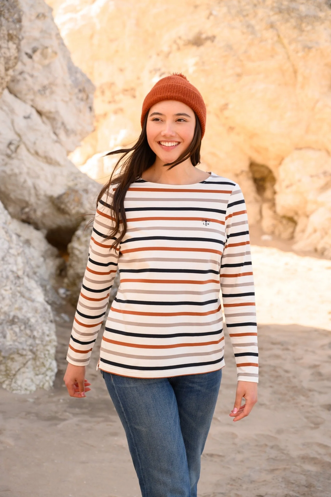 Causeway Breton Top - Rust Mocha Black Stripe - Image 8