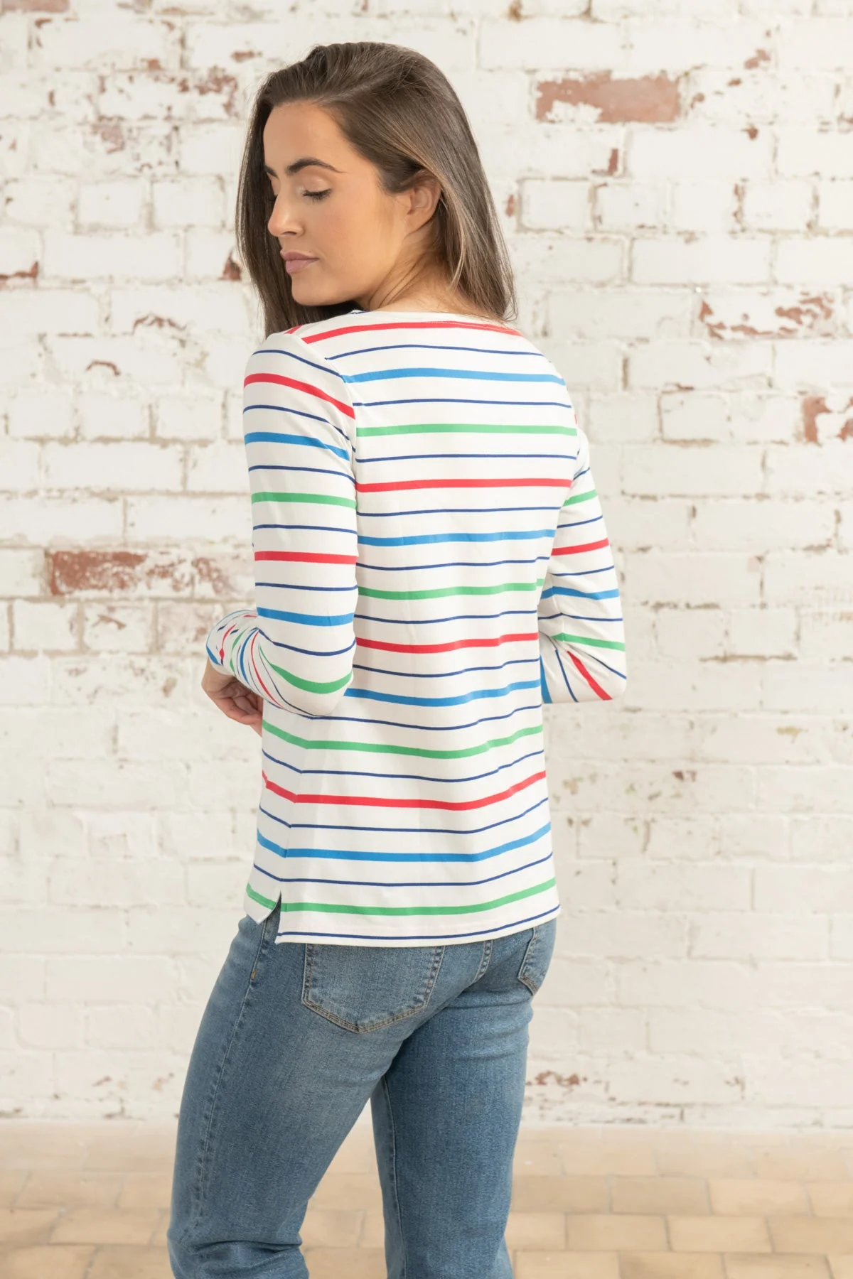 Causeway Breton Top - Seagrass Blue Poppy Stripe - Image 3