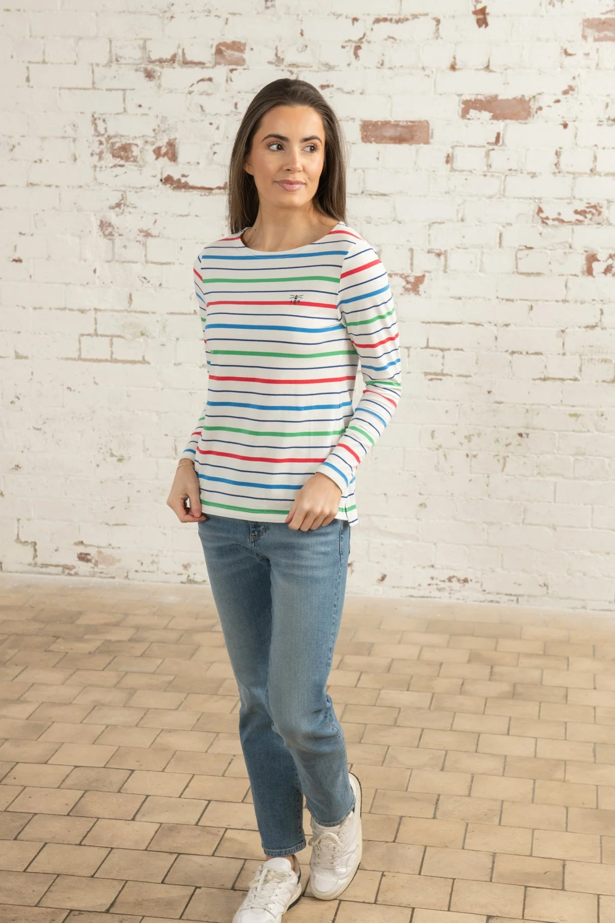 Causeway Breton Top - Seagrass Blue Poppy Stripe - Image 4