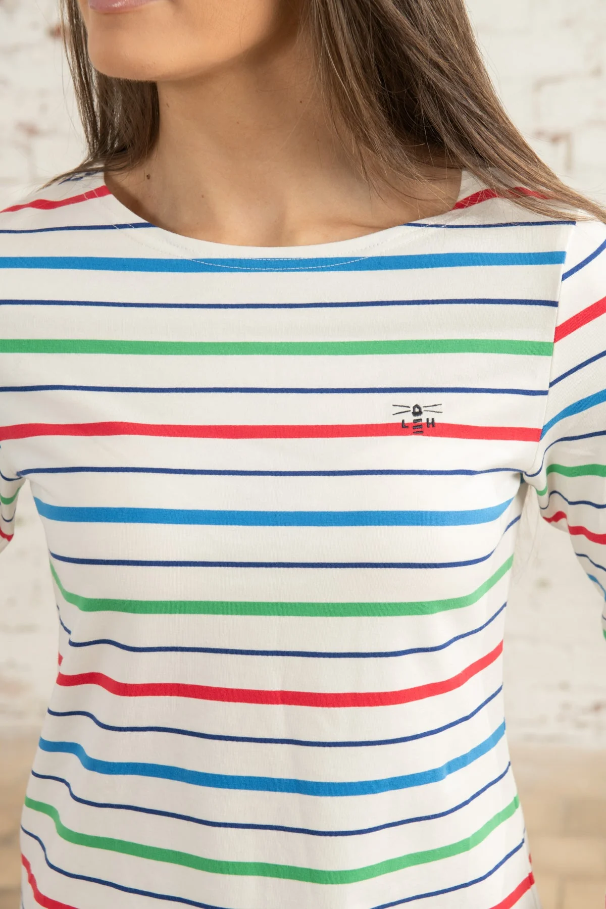 Causeway Breton Top - Seagrass Blue Poppy Stripe - Image 5