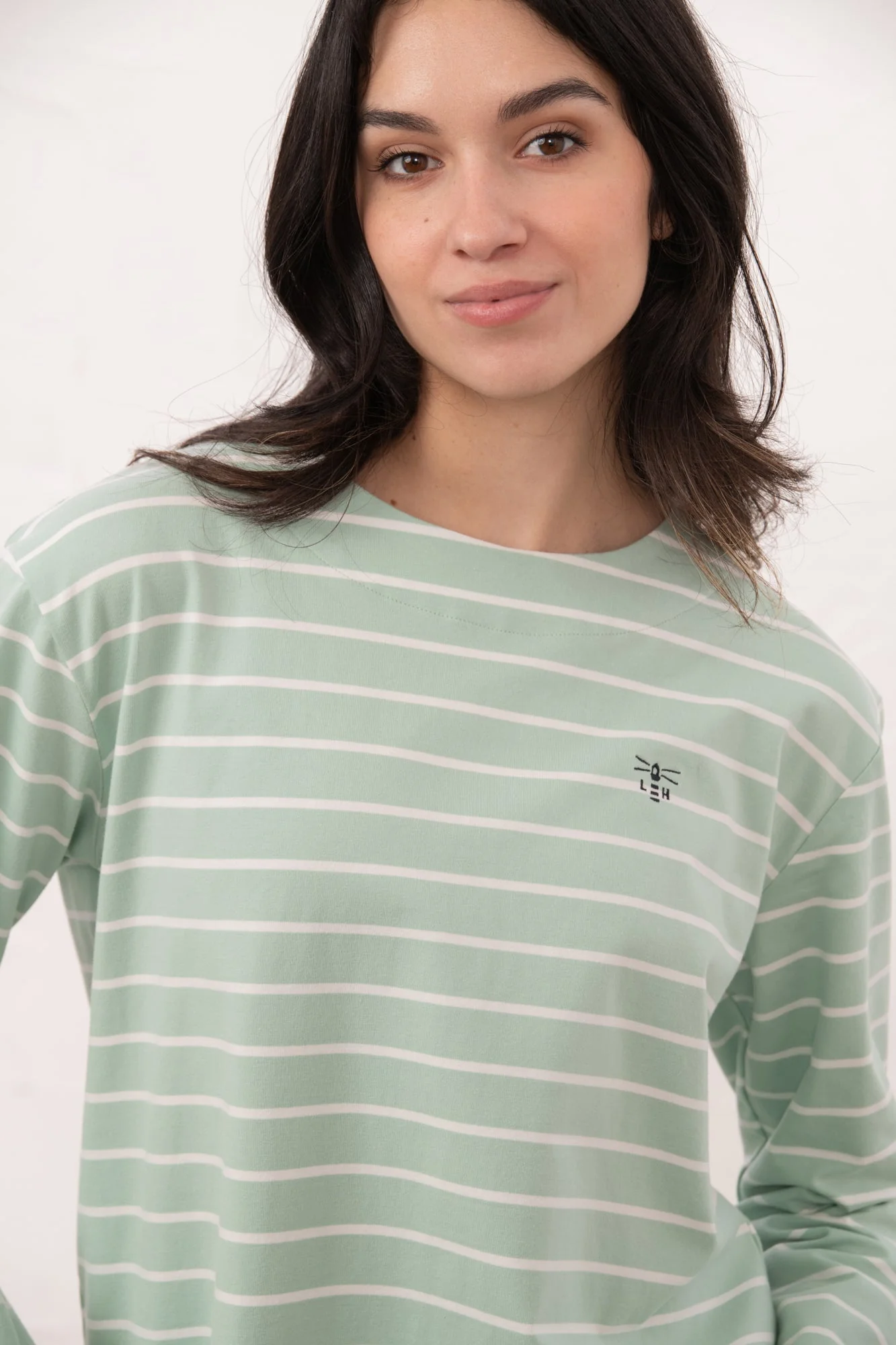 Causeway Breton Top - Soft Pistachio Stripe - Image 4