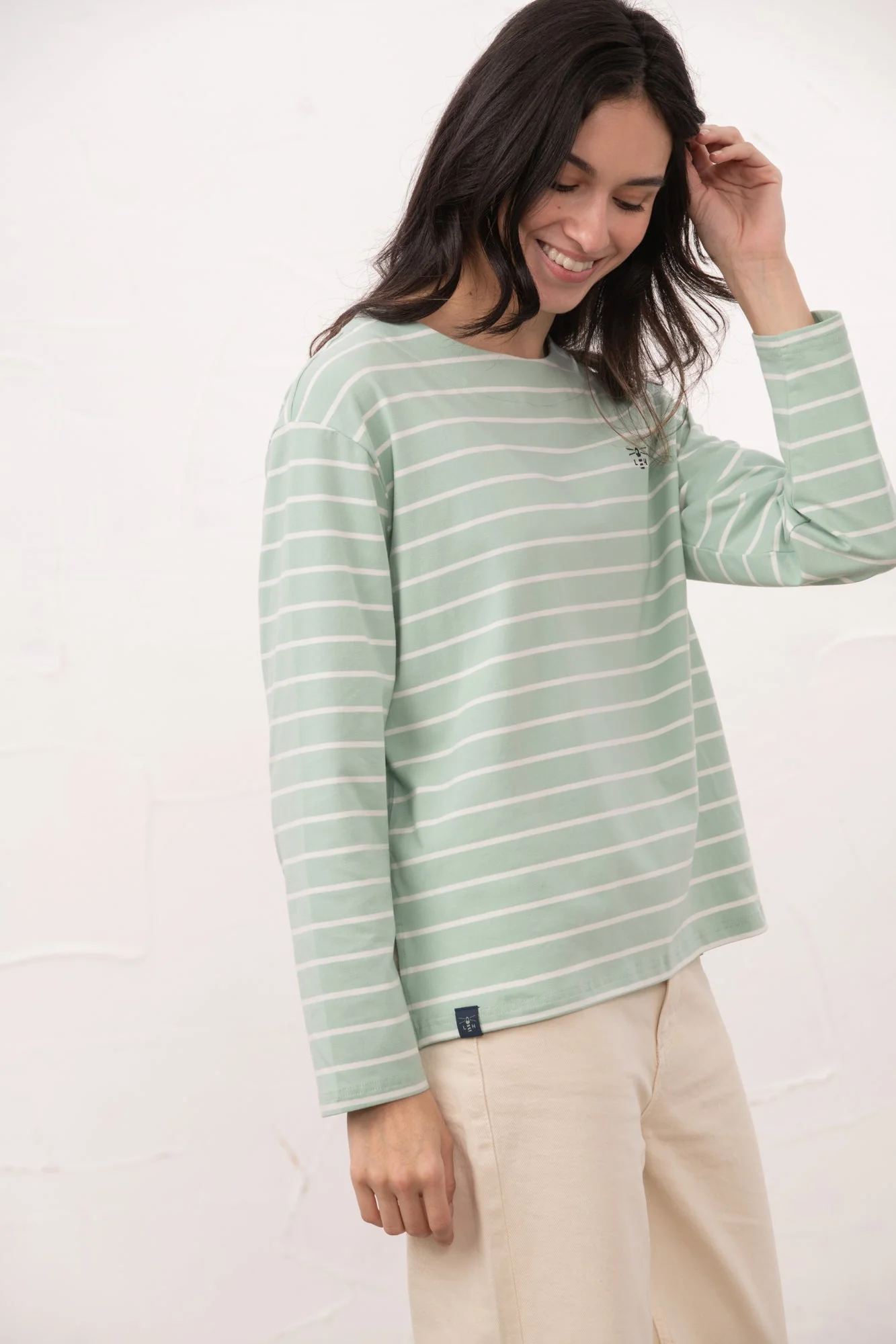 Causeway Breton Top - Soft Pistachio Stripe - Image 5