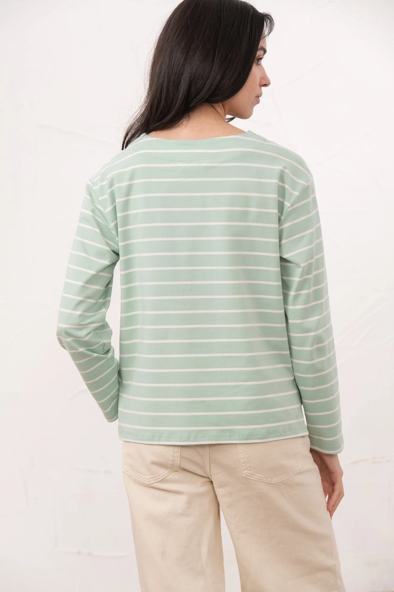 Causeway Breton Top - Soft Pistachio Stripe - Image 7