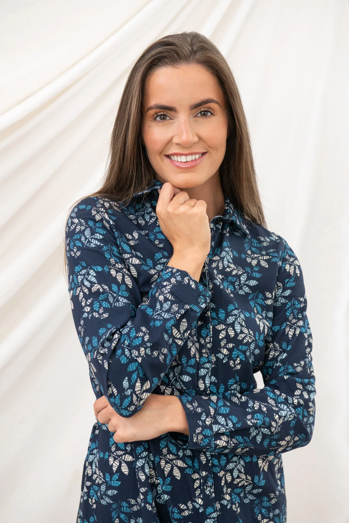 Elsie Dress - Navy Leaf - Image 2