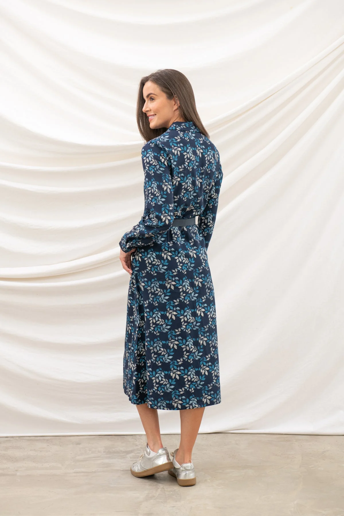 Elsie Dress - Navy Leaf - Image 3