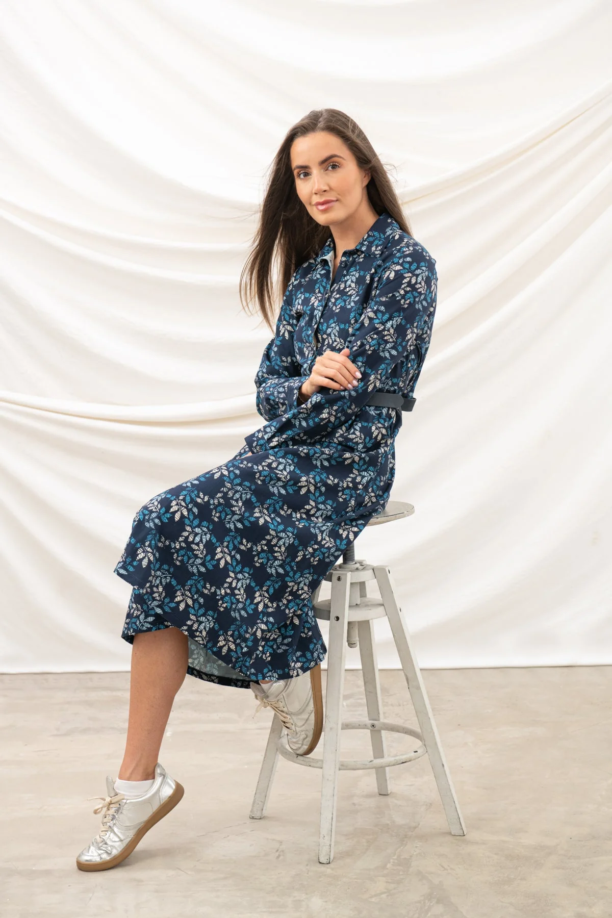 Elsie Dress - Navy Leaf - Image 4