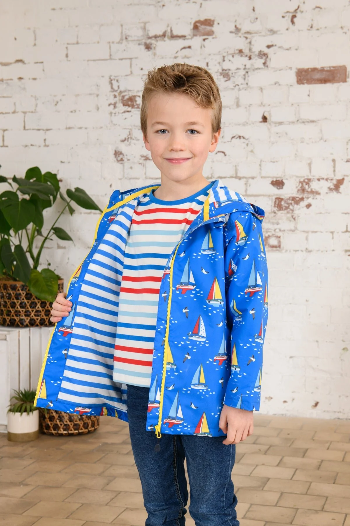 Ethan Jacket - Blue Boat Print - Image 4