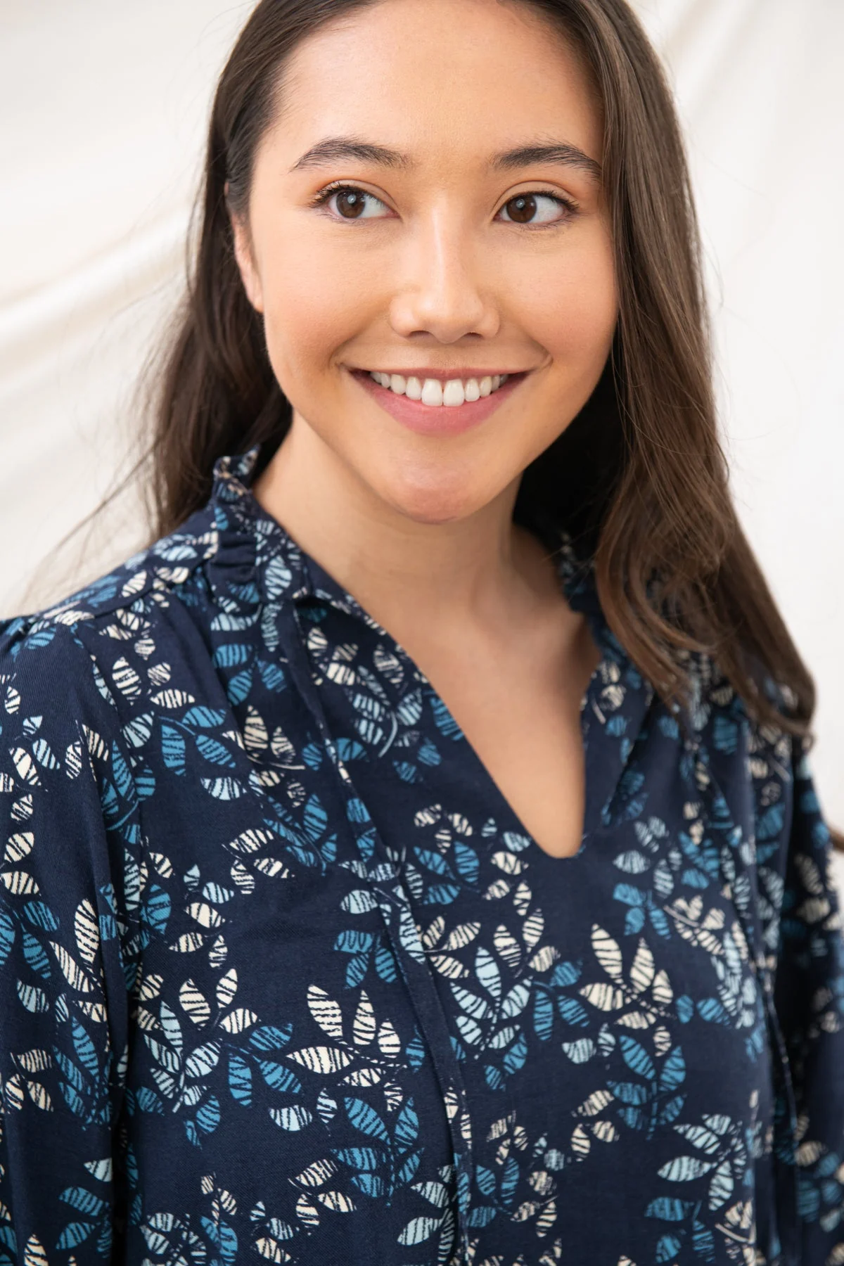 Grace Blouse - Navy Leaf - Image 2