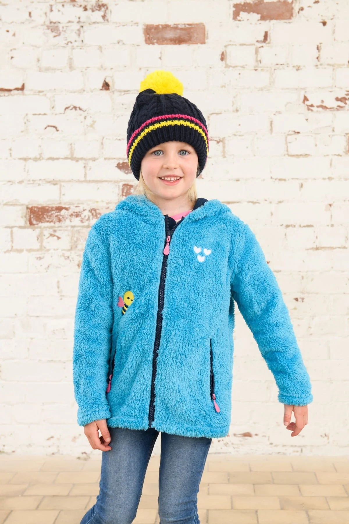 Gracie Sherpa Fleece - Bright Teal Bee - Image 4